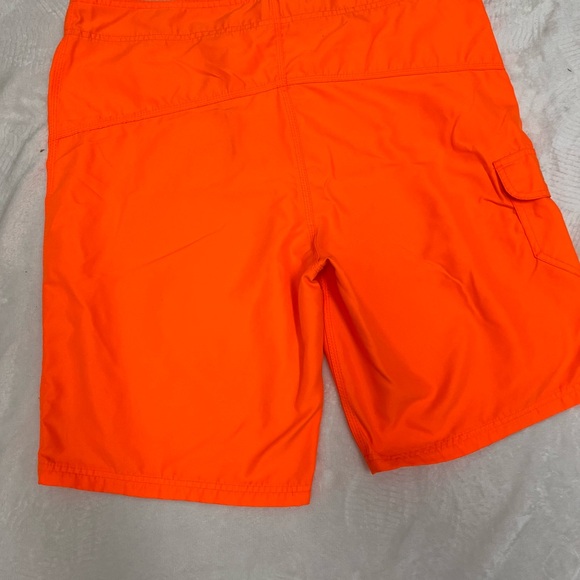 Hurley Mens Board Shorts Size 31 Neon Orange Hook & Loop Pockets Swim - Picture 3 of 5